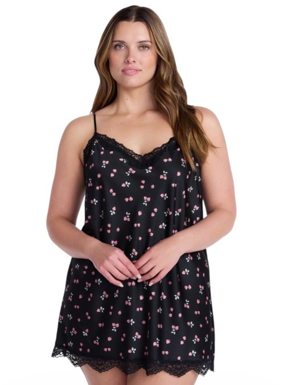 Lace Trim Stretch Satin Chemise for Women from Joyspun